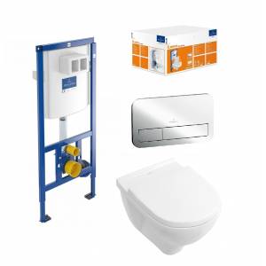 Комплект унитаз безободковый Villeroy&Boch O.NOVO Direct Flush и инсталляция ViConnect